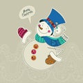 Funny snowman card. Merry Christmas card. Design template. Royalty Free Stock Photo