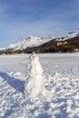 A funny snowman in the snow field Royalty Free Stock Photo