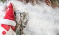 Funny snowman undercover as Santa Claus