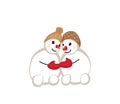 Funny snowmen. Snowman couple outdoor.