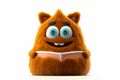 Funny soft furry monster - 3D Illustration isolated on white background