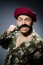 Funny soldier in military