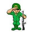 Funny soldier with rifle