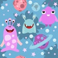 Funny Space Monsters Seamless pattern