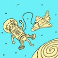 Funny spaceman cat. Cartoon Character. Vector Illustration.