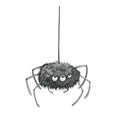 Funny spider cartoon image. Watercolor illustration. Spooky scary animal on the web element. Black hairy comic spider