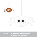 Funny spider to be traced. Vector trace game. Royalty Free Stock Photo