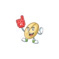 Funny split bean mascot cartoon style with Foam finger Royalty Free Stock Photo
