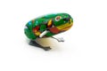 Funny spring wind up metal frog toy Royalty Free Stock Photo
