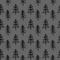 funny spruce trees seamless pattern in scandinavian style . Doodle tree hand drawn Royalty Free Stock Photo