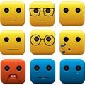 Funny Square Emoticons Vector Set