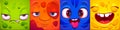 Funny square faces of cartoon monster characters