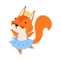 Funny Squirrel Ballet Dancing in Skirt and Pointe Shoes Vector Illustration Royalty Free Stock Photo
