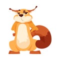 Funny Squirrel with Bushy Tail Having Angry Grumpy Face Expressing Emotion Vector Illustration