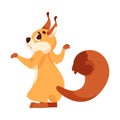 Funny Squirrel with Bushy Tail Looking Guilty Expressing Emotion Vector Illustration