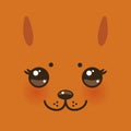 Funny squirrel face on orange background. Vector Royalty Free Stock Photo