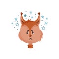 Funny Squirrel Muzzle with Emotion of Sadness Vector Illustration