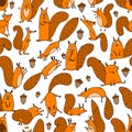 Funny squirrel with nut, seamless pattern for your design