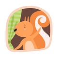 Funny Squirrel Peeped Out From Tree Hollow Vector Illustration