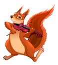 Funny squirrel is playing the violin.