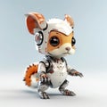 Funny squirrel robot, robotic animal isolated over gray background. Created with generative Ai