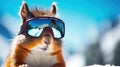 Funny Squirrel Wearing Snowboard Goggles Ready for Holiday Travel AI Generated