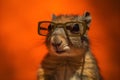 Funny squirrel wearing sunglasses in studio with a colorful and bright background. Generative AI