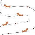 Funny squirrels chasing nuts pattern