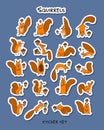 Funny squirrels, sticker set for your design Royalty Free Stock Photo