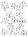 Funny St Patrick`s Day symbols three leaf clovers set stock vector illustration