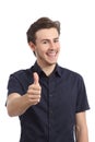 Funny standing happy man gesturing thumbs up Royalty Free Stock Photo