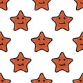 Funny starfish kawaii. Vector seamless pattern. Design for fabric, textile