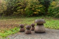 Funny statue of a large mushroom in the park Royalty Free Stock Photo