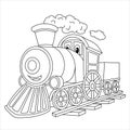 Funny Steam Train Cartoon Coloring Page.