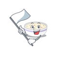 Funny steamed egg cartoon character style holding a standing flag