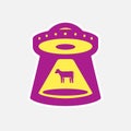 Funny sticker aliens kidnap a cow