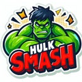 Funny sticker of Hulk isolated on white background