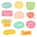 Funny stickers with encouragement text