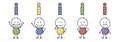 Funny stickman with information symbol. Icons set. Vector