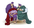 Funny stock illustration. Wise men argue and discuss