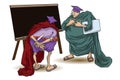 Funny stock illustration. Wise men argue and discuss