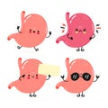 Funny stomach characters bundle set. Vector hand drawn doodle style cartoon character illustration icon design. Cute