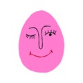 Funny strange eggs with face. Cute quirky comic Easter egg