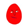 Funny strange eggs with sarcastic face face. Cute quirky comic Easter egg