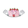 Funny strawberry cake mascot design with Tongue out