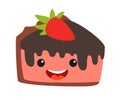 Funny strawberry cheesecake vector illustration