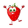 Funny Strawberry with eyes. Cartoon funny fruits characters