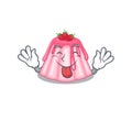 Funny strawberry jelly mascot design with Tongue out