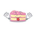 Funny strawberry slice cake mascot design with Tongue out