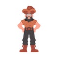 Funny and strict man pirate. Guy in a pirate costume. Cartoon style